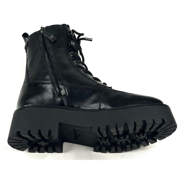 Sam Edelman Elliot Black Leather Platform Combat Boot Lace Up Womens 7M New $180 - Picture 6 of 13